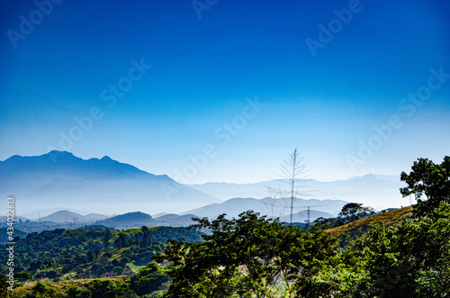 landscape with mountains and blue sky