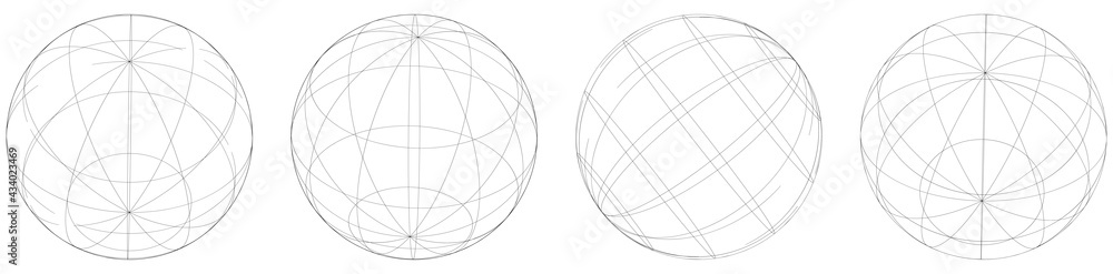 Sphere, orb, ball with wireframe, grid, mesh surface Sphere, orb, ball with wireframe, grid, mesh surface