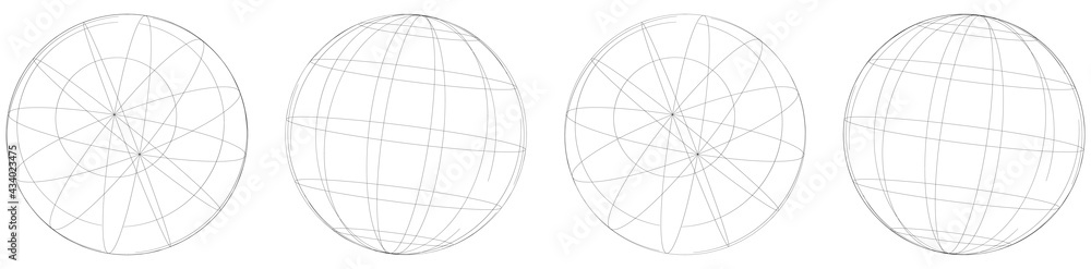 Sphere, orb, ball with wireframe, grid, mesh surface Sphere, orb, ball with wireframe, grid, mesh surface