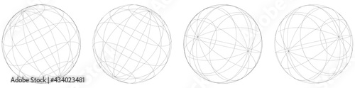 Leinwand Poster Sphere, orb, ball with wireframe, grid, mesh surface