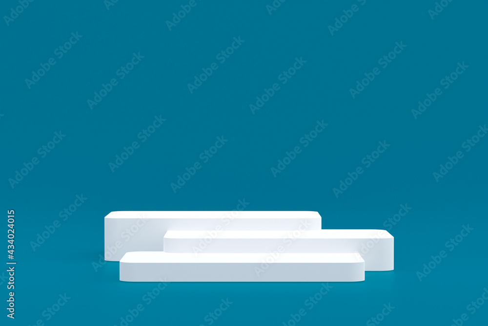 Product stand, Podium minimal on blue background for cosmetic product presentation. Product stand, Podium minimal on blue background for cosmetic product presentation.