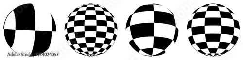 Sphere, orb, ball with squars, mosaic, tiles, checkered and chequered surface