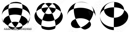 Sphere, orb, ball with squars, mosaic, tiles, checkered and chequered surface