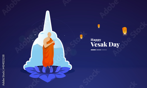 Happy Vesak day greeting illustration concept