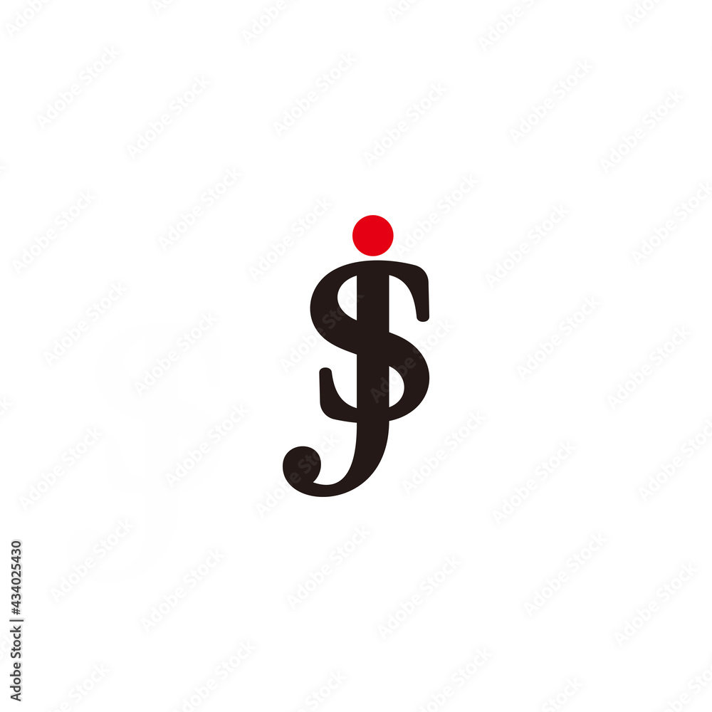 letter sj simple flat linked font logo vector letter sj simple flat linked font logo vector