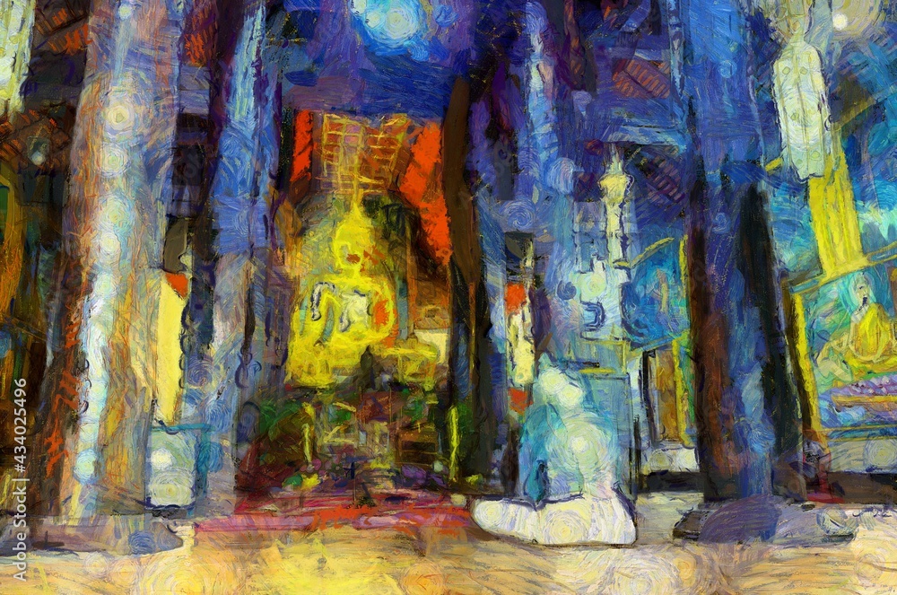 Ancient temples, art and architecture in the northern Thai style Illustrations creates an impressionist style of painting. Ancient temples, art and architecture in the northern Thai style Illustrations creates an impressionist style of painting.