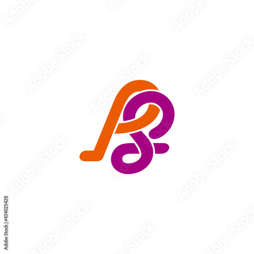 letter ps linked curves colorful line logo vector