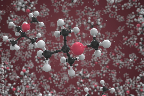 Cuadro en lienzo Molecule of methyl tert-butyl ether, ball-and-stick molecular model