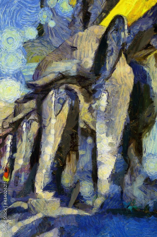 Ancient pagoda Illustrations creates an impressionist style of painting. Ancient pagoda Illustrations creates an impressionist style of painting.