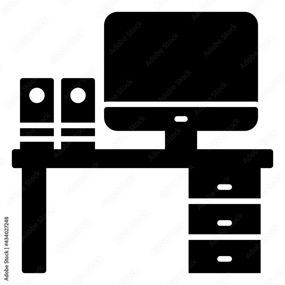 A glyph design, icon of office table
A glyph design, icon of office table
