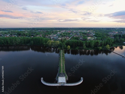 sunset over the river