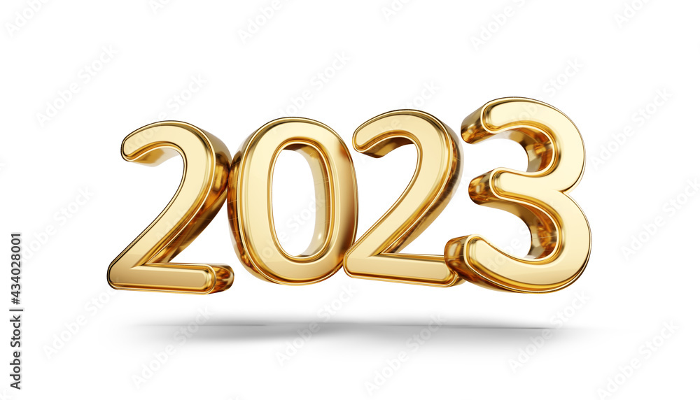 2023 bold letters golden symbol 3d-illustration 2023 bold letters golden symbol 3d-illustration