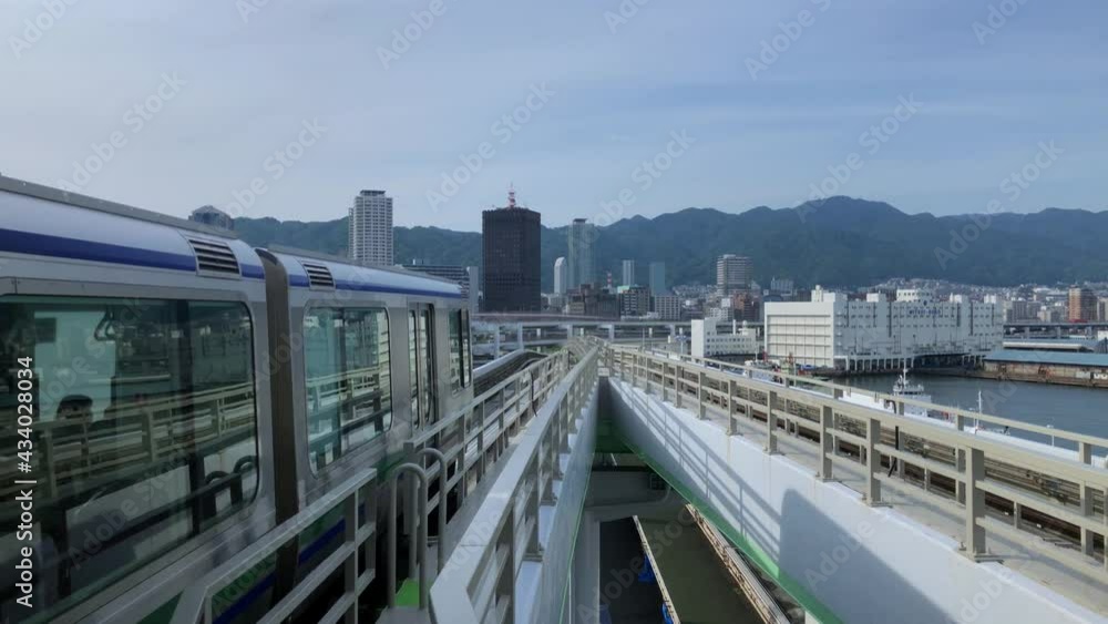Driverless passenger train in Kobe, Japan. Driverless passenger train in Kobe, Japan.