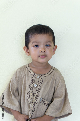 Asia muslim boy with copy space