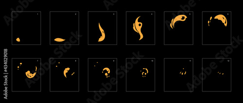 Smoke effect. dust smoke animation sprite sheet. classic dust smoke effect animation for game or cartoon or animation. vector style animation effect 1933.