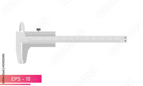 Caliper with numeric scale. Realistic performance on a white background. Tools for technical specialists. Flat vector illustration.