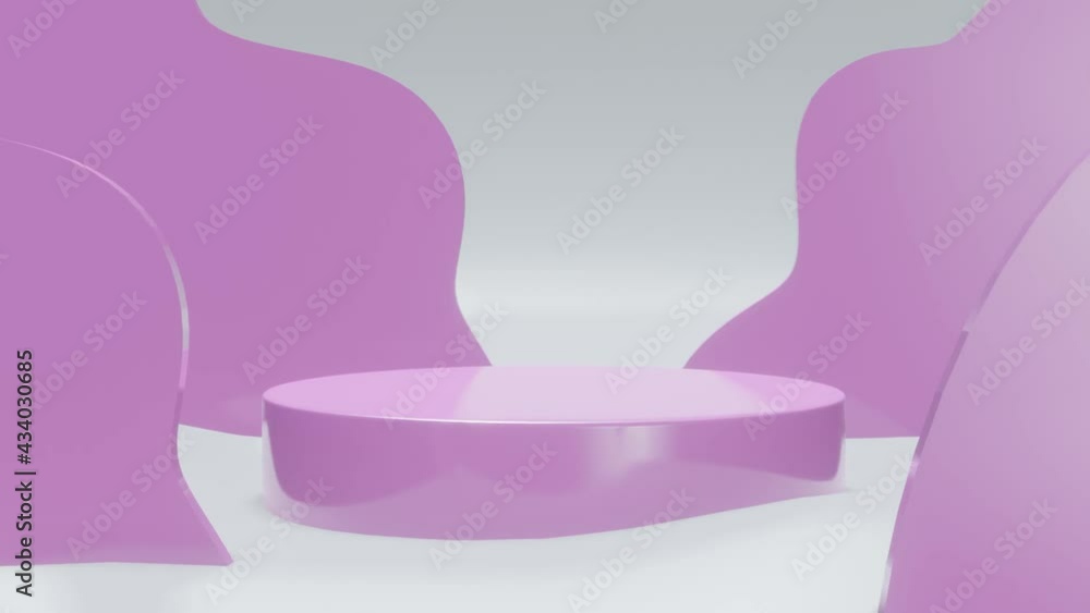 Pink podium with curved plate, minimal and modern style, 3d rendering Pink podium with curved plate, minimal and modern style, 3d rendering