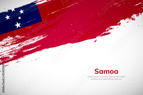 Brush painted grunge flag of Samoa country. Hand drawn flag style of Samoa. Creative brush stroke concept background