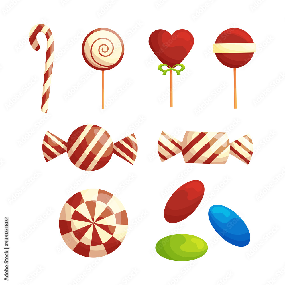 Obraz premium Set of flat candies on white.
