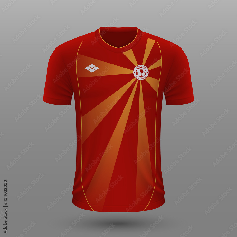 Realistic soccer shirt 2020, North Macedonia home jersey templat Stock  Vector | Adobe Stock
