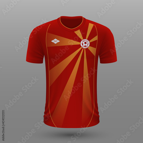 Realistic soccer shirt 2020, North Macedonia home jersey templat