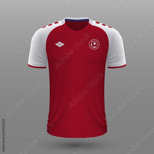 Realistic soccer shirt 2020, Denmark home jersey template for fo