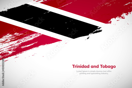 Brush painted grunge flag of Trinidad and Tobago country. Hand drawn flag style of Trinidad and Tobago. Creative brush stroke concept background