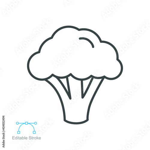 Broccoli icon. Nature vegetable organic food nutrition. Fresh healthy garden harvest. cabbage, cauliflower editable stroke outline style pictogram vector illustration design on white background EPS 10