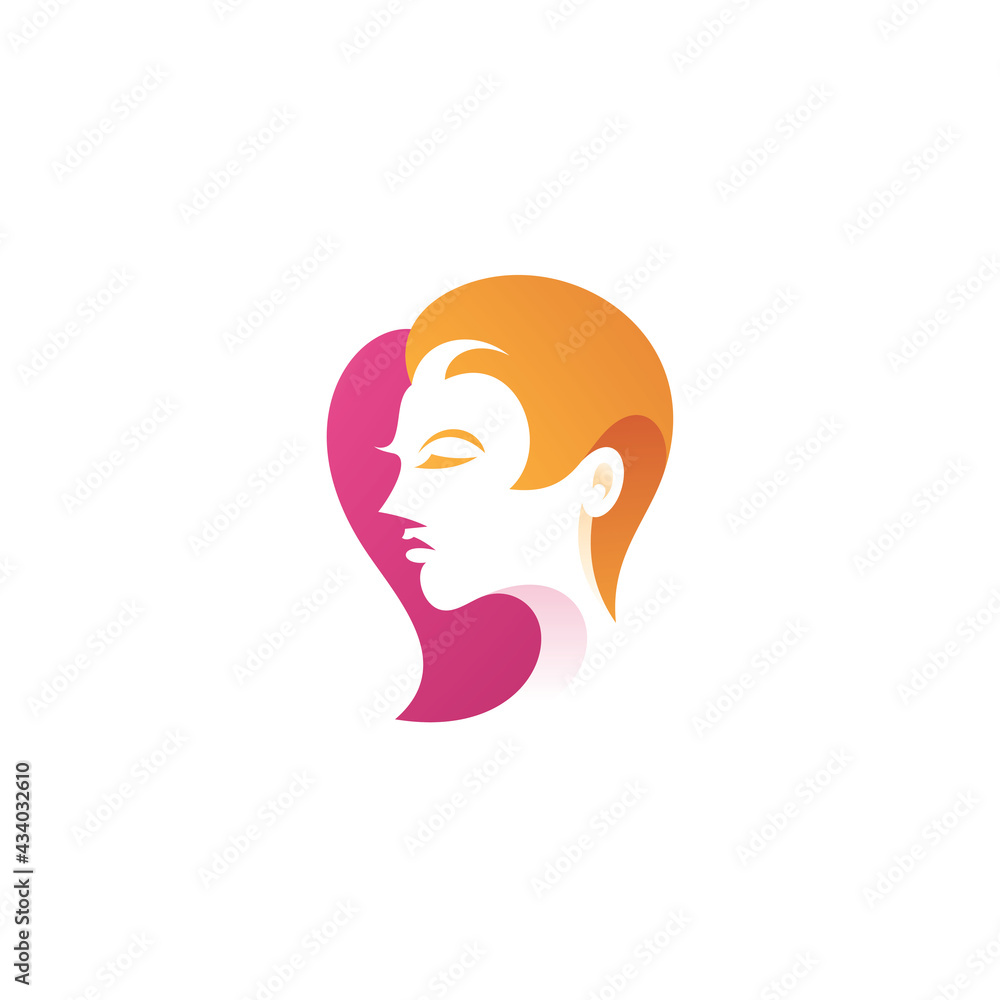 Beauty Woman Face and Hair Logo