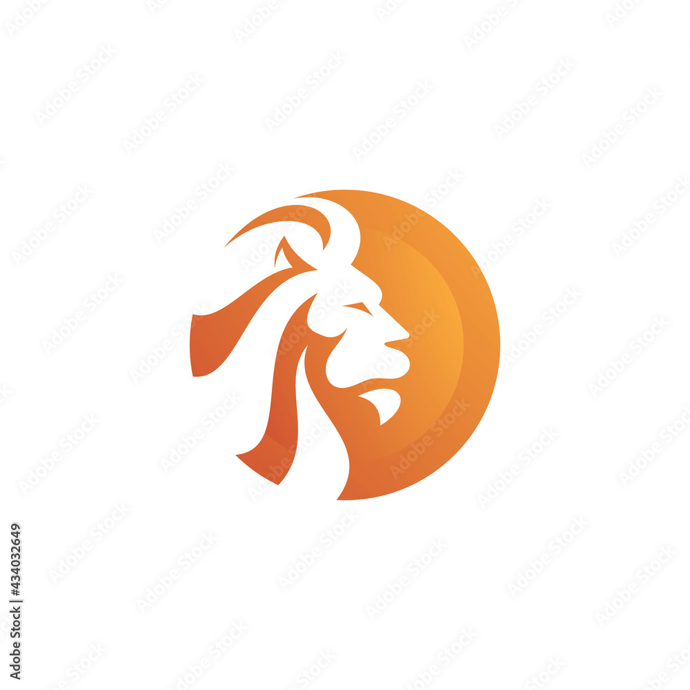 Obraz premium Lion Head Logo in Negative Space