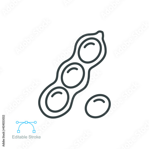 soybeans icon. nature vegetable food. Soybean seeds For soy milk for health. soya bean plant for food apps web. editable stroke outline style. vector illustration design on white background EPS 10