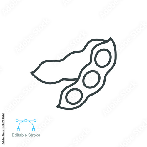 soybeans icon. nature vegetable food. Soybean seeds For soy milk for health. soya bean plant for food apps web. editable stroke outline style. vector illustration design on white background EPS 10 © Suncheli
