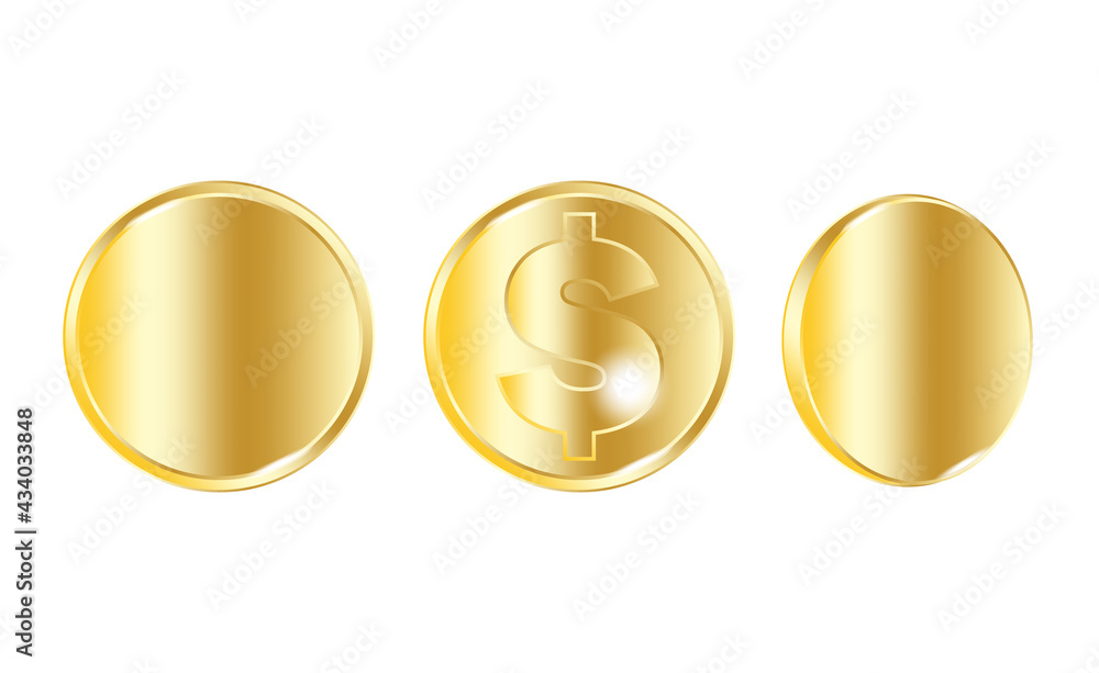Gold dollar coins. Big win. Success symbol. Gold blank coins. Business concept. Stock image. Vector illustration. Gold dollar coins. Big win. Success symbol. Gold blank coins. Business concept. Stock image. Vector illustration.