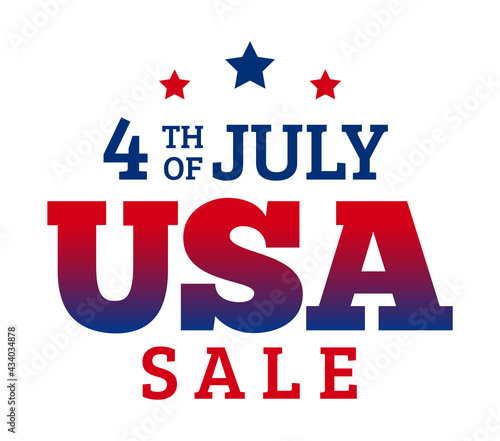 4th of July, USA Sale offer lettering icon, monogram design. Vector illustration.
