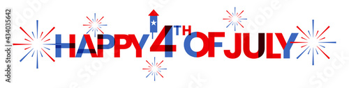 united states of America 4th of July, USA independence day celebration decorated text design with fireworks splashes 
