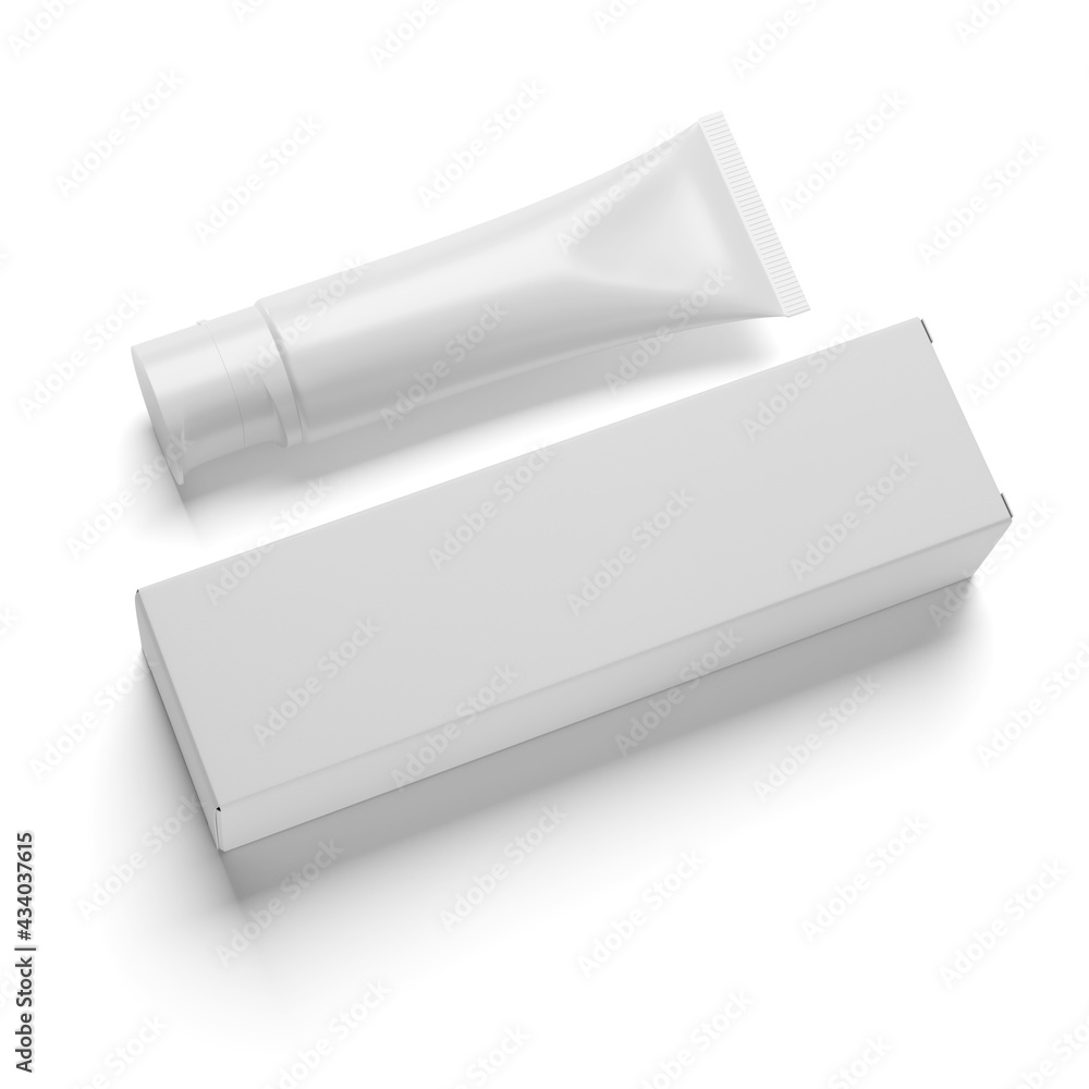 Blank white cosmetic tube isolated on white. Blank white cosmetic tube isolated on white.