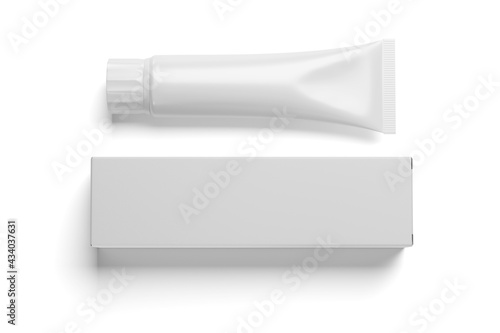 Blank white cosmetic tube isolated on white.
