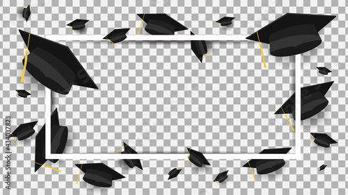 Graduation frame with graduation cap  on transparent background  , Vector illustration EPS 10