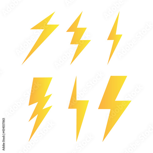 Yellow lightning vector set , isolated on white background , Vector illustration EPS 10