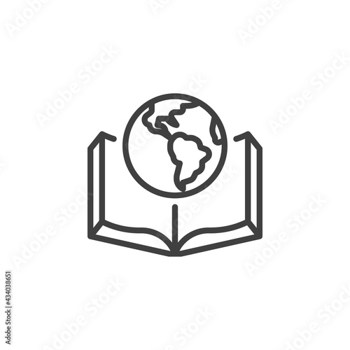 Book and globe line icon
