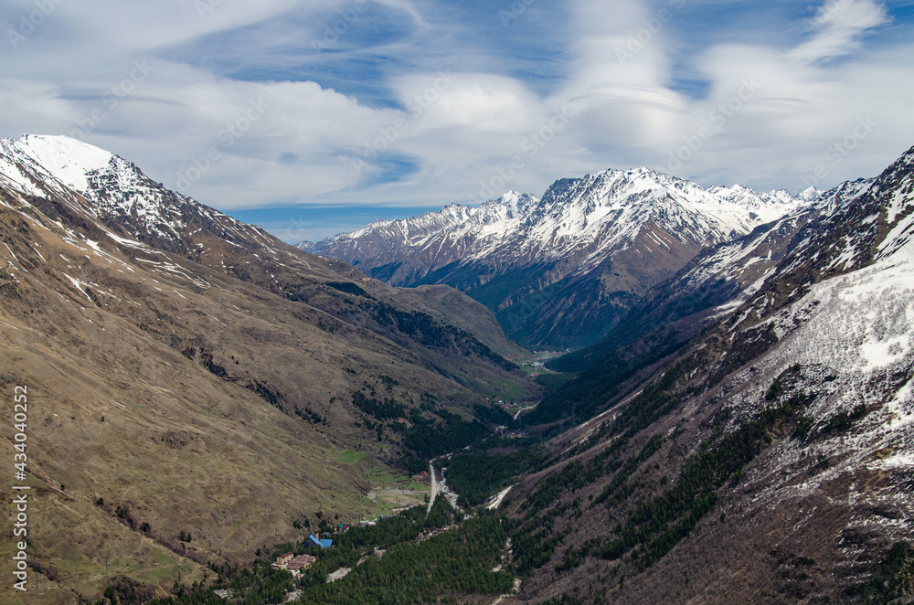 Panorama of a beautiful mountain landscape in the Elbrus region of Kabardino-Balkaria Panorama of a beautiful mountain landscape in the Elbrus region of Kabardino-Balkaria
