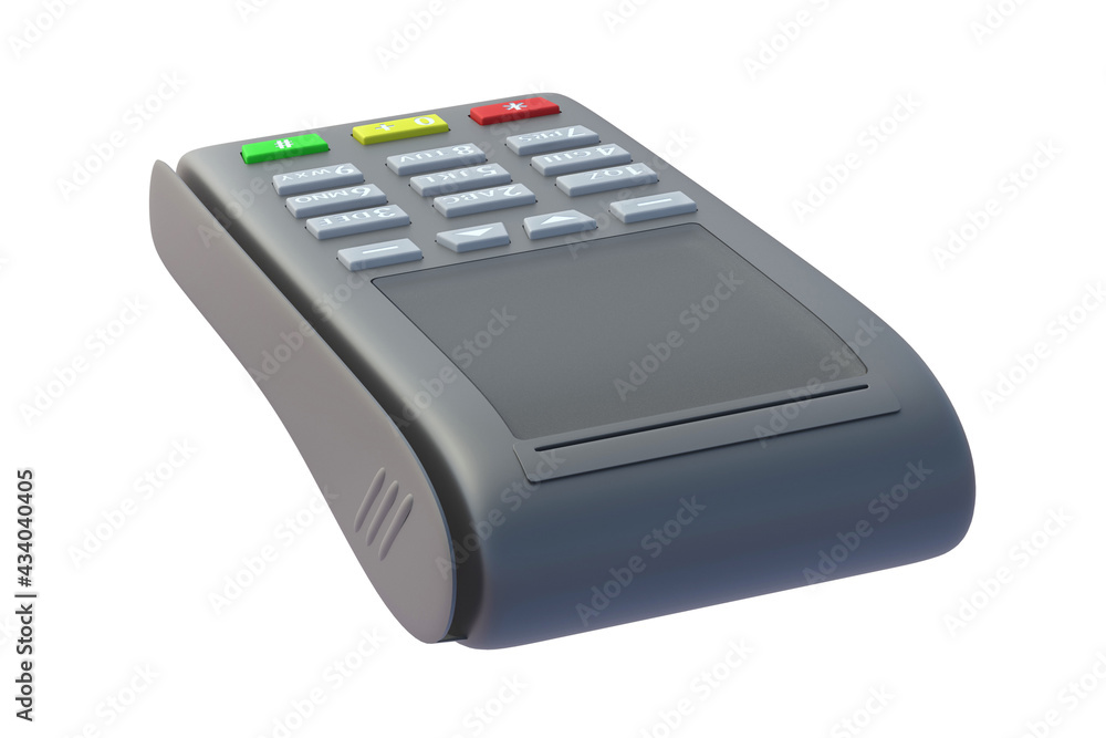 Portable cash register isolated on white background. 3d render Portable cash register isolated on white background. 3d render