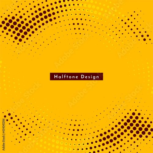Circular halftone design yellow background