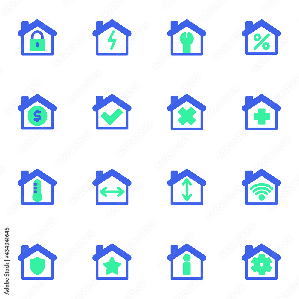 Real estate related line icons set Real estate related line icons set