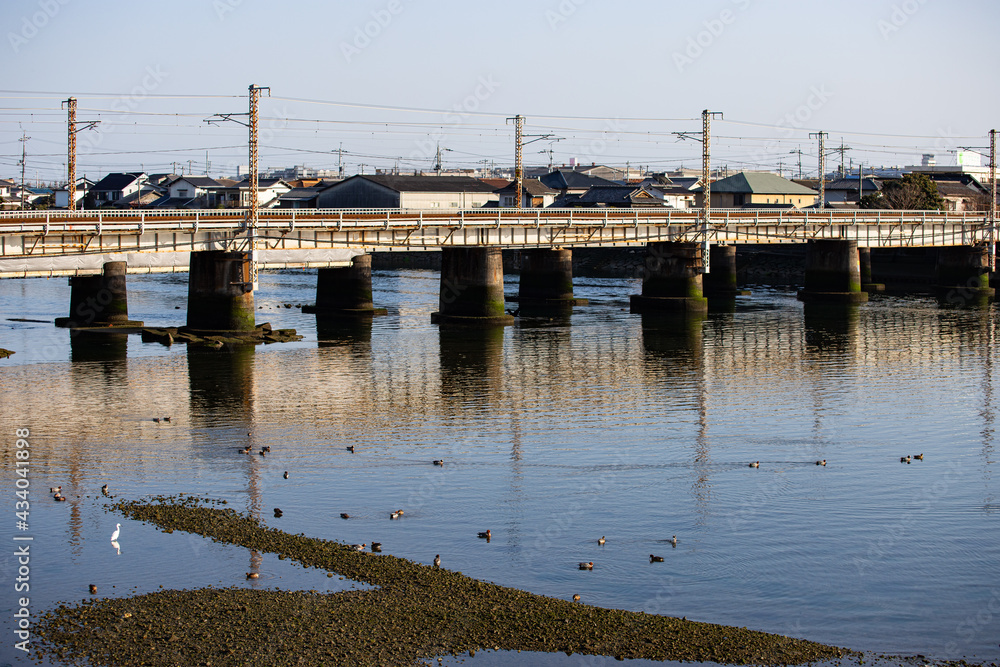 山口県岩国駅周辺、今津川の鉄橋。