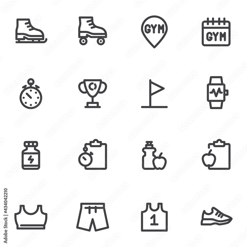 Sport, gym line icons set Sport, gym line icons set