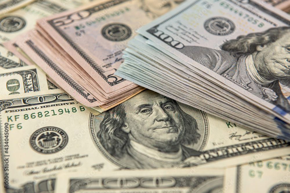 Background of heap of dollars. Paper banknotes concept. Background of heap of dollars. Paper banknotes concept.