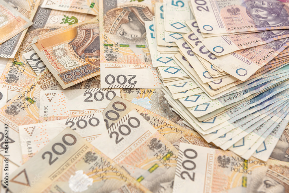 Pile of different Polish money. financial concept Pile of different Polish money. financial concept