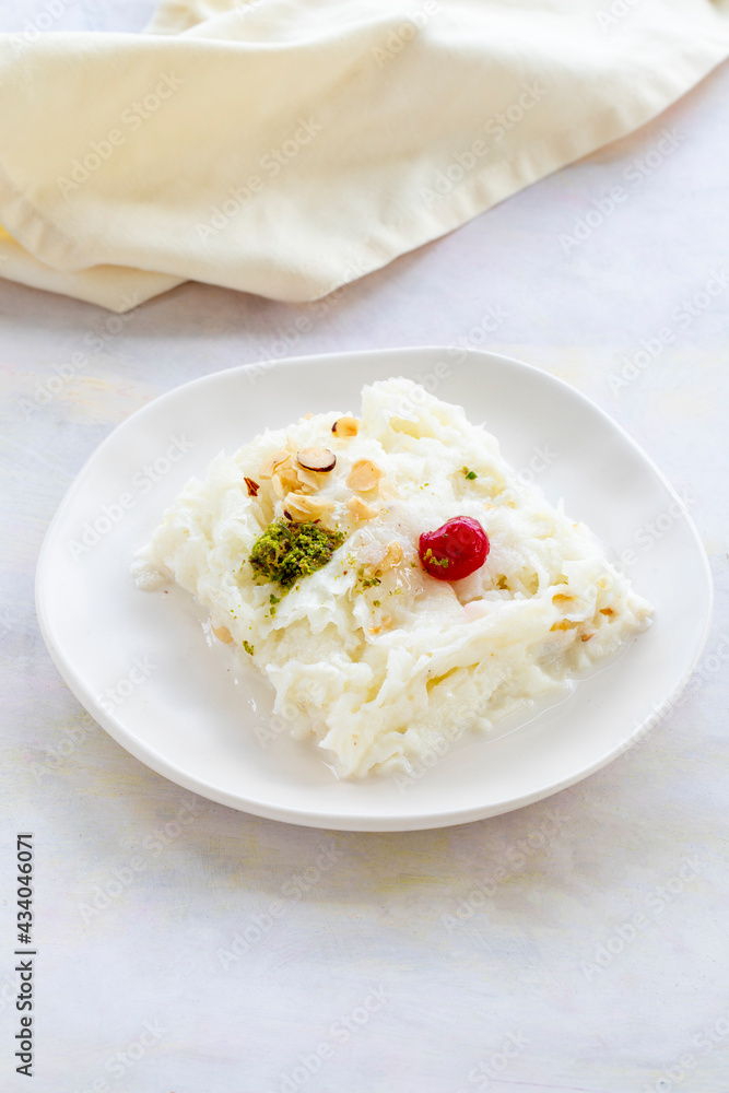 Turkish Traditional Ramadan Dessert Gullac. Dessert from Ottoman Cuisine.