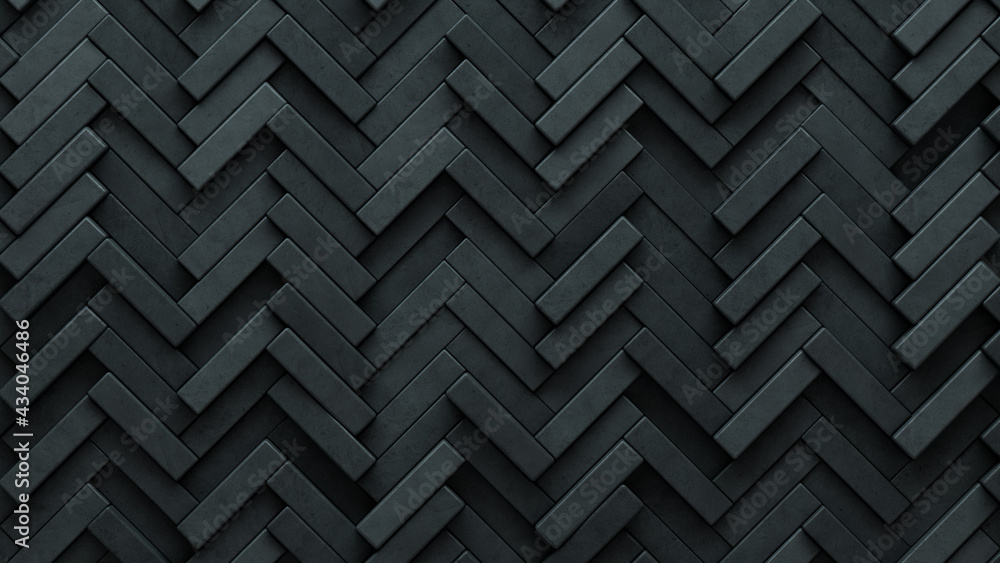3D, Concrete Mosaic Tiles arranged in the shape of a wall. Polished, Herringbone, Bricks stacked to create a Semigloss block background. 3D Render 3D, Concrete Mosaic Tiles arranged in the shape of a wall. Polished, Herringbone, Bricks stacked to create a Semigloss block background. 3D Render